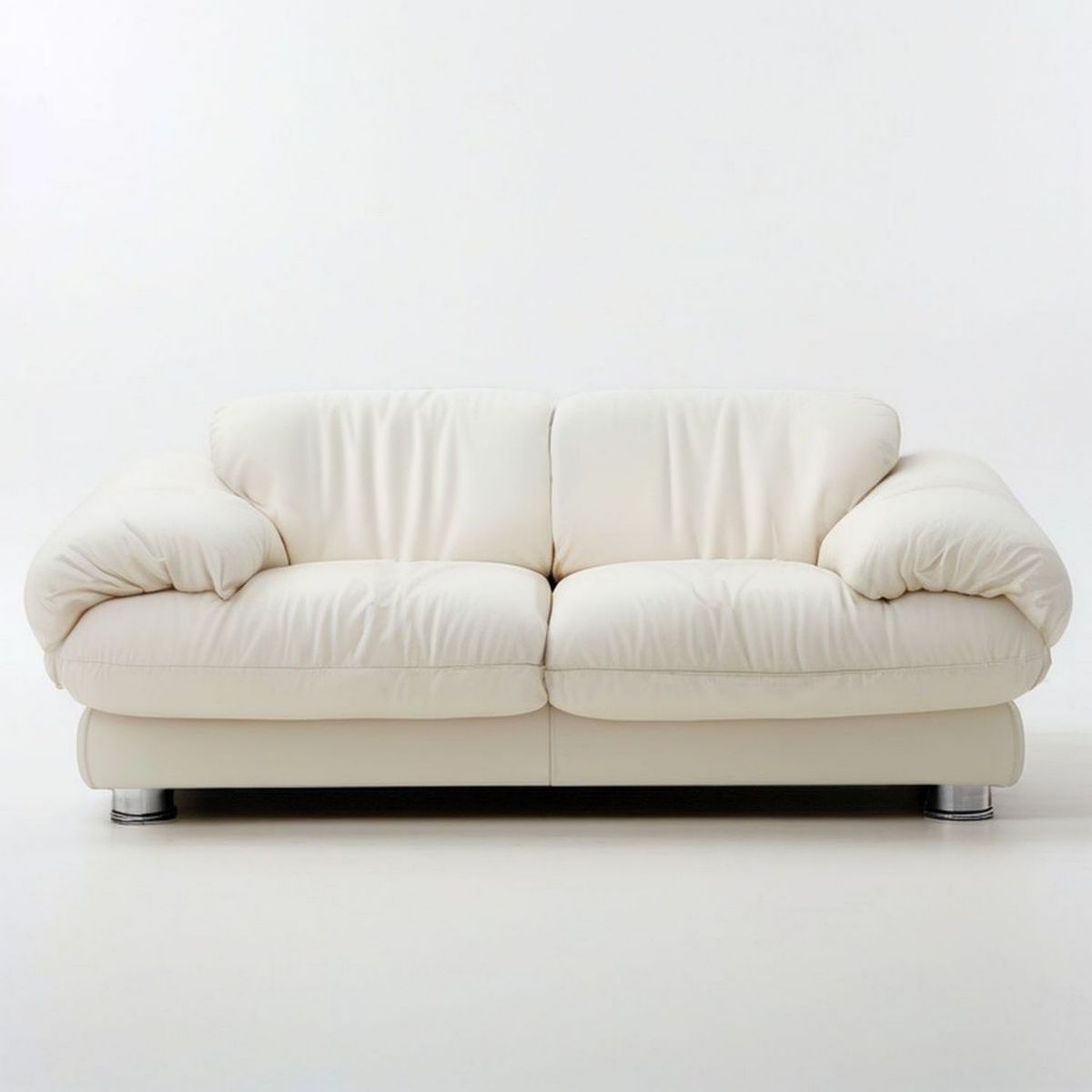 Gerades 2-Sitzer-Sofa 180 x 90 x 88 cm Cremeweiss mit PU-Kunstlederbezug