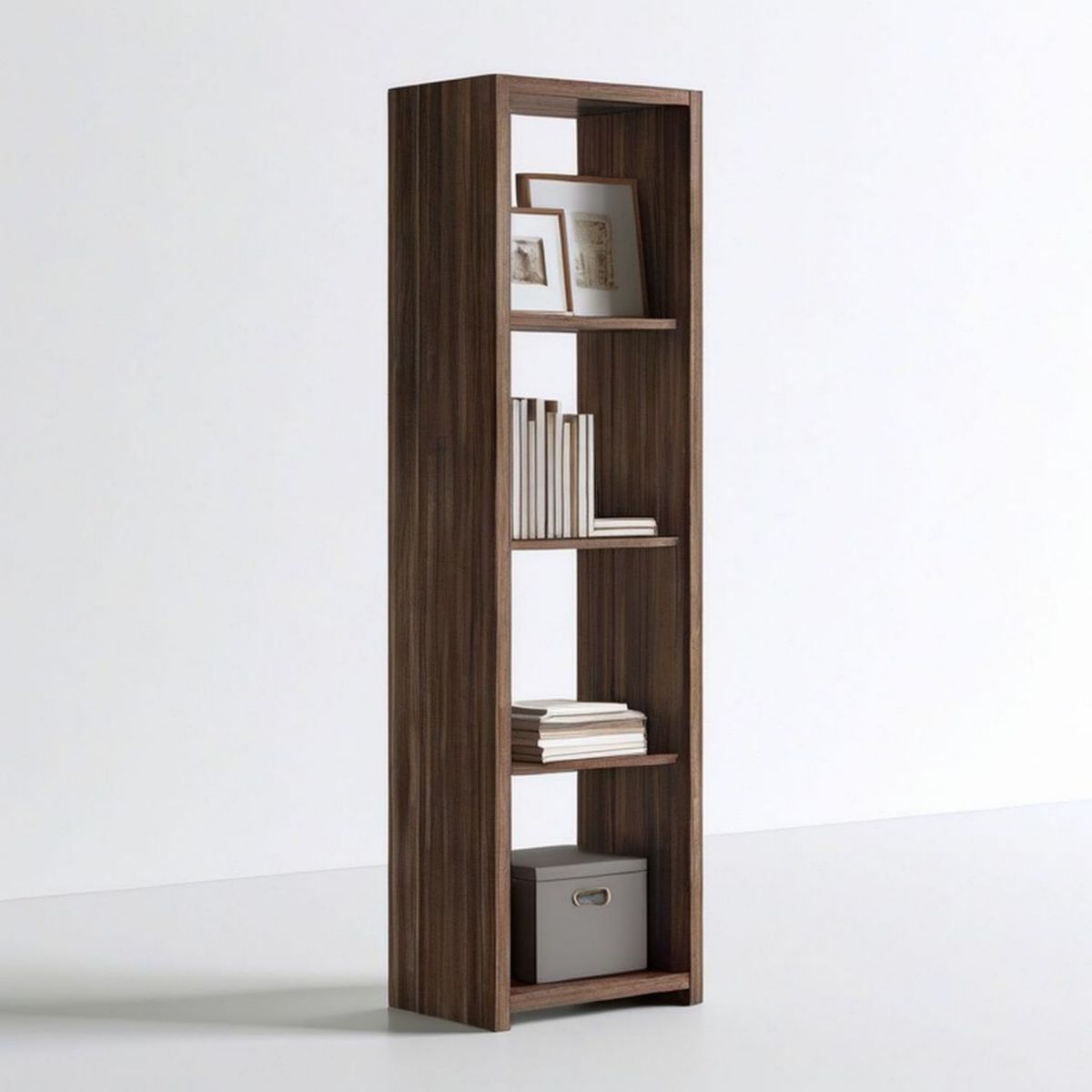 Freistehendes Bücherregal in Nussbaum-Dunkelbraun, 40 x 30 x 180 cm