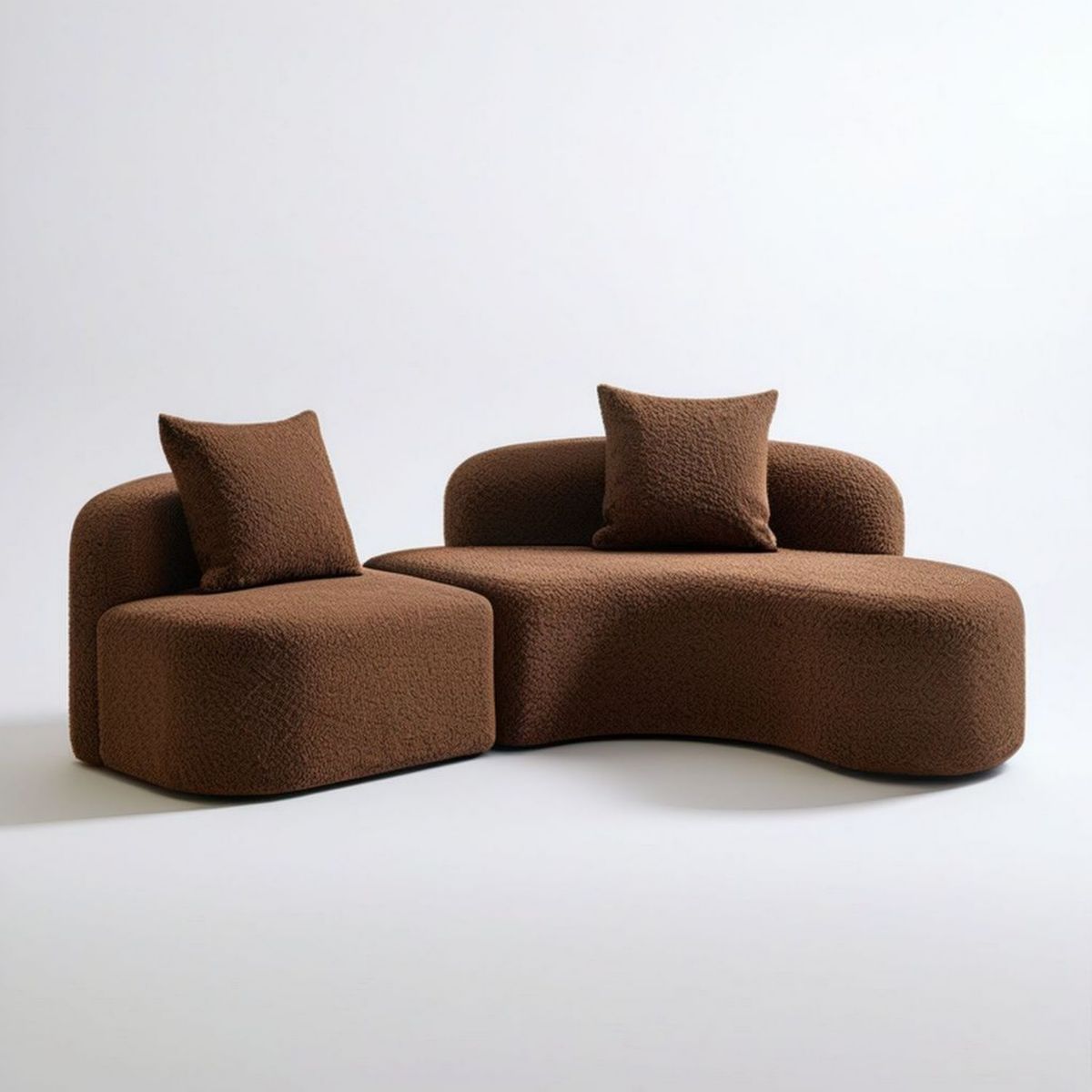 Modulares 3-Sitzer-Sofa, 2-teilig, Braun, Polyester-Bouclé, 270 x 105 x 72 cm