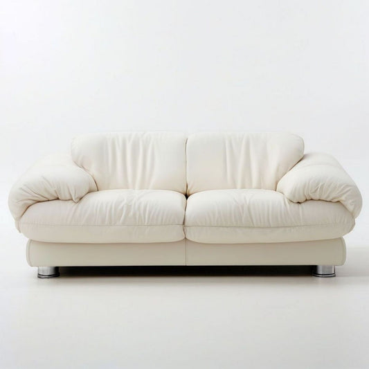 Gerades 2-Sitzer-Sofa 180 x 90 x 88 cm Cremeweiss mit PU-Kunstlederbezug