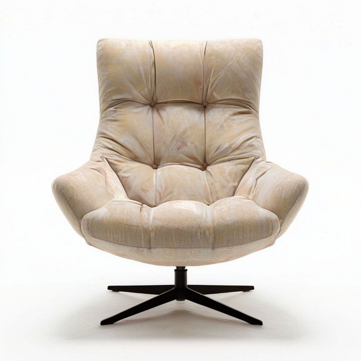 Drehsessel 90 x 88 x 102 cm Beige mit schwarzem Stahl-Sternfuss und Mikrofaserbezug