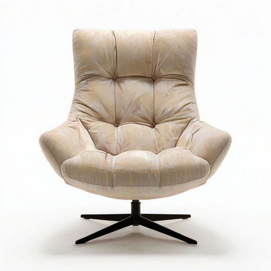 Drehsessel 90 x 88 x 102 cm Beige mit schwarzem Stahl-Sternfuss und Mikrofaserbezug