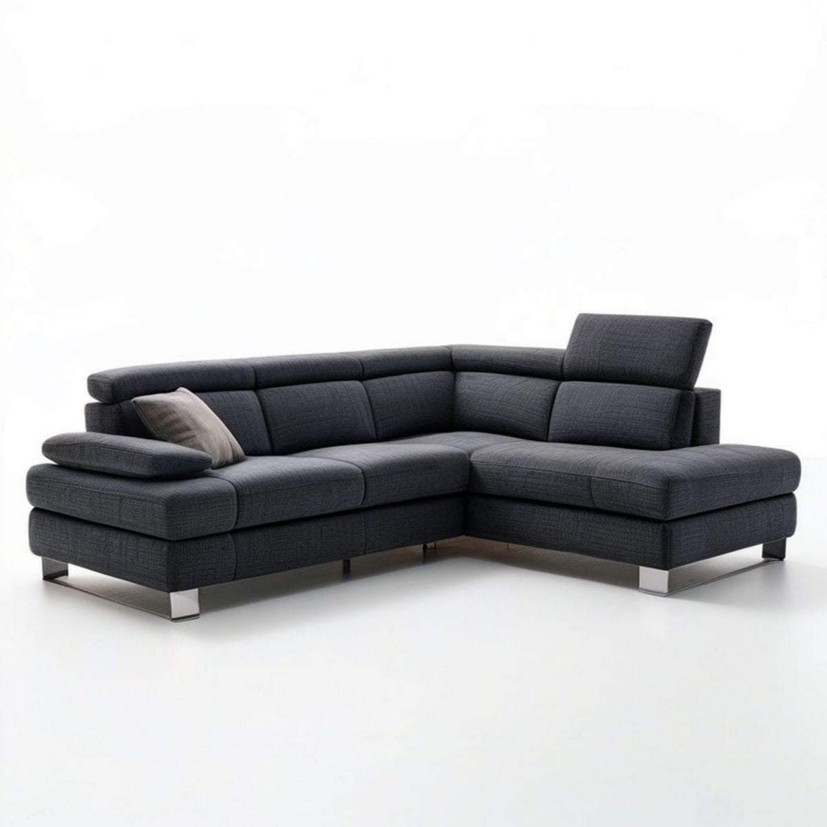 Ecksofa mit Recamiere rechts, 285 x 225 x 85 cm, Anthrazit