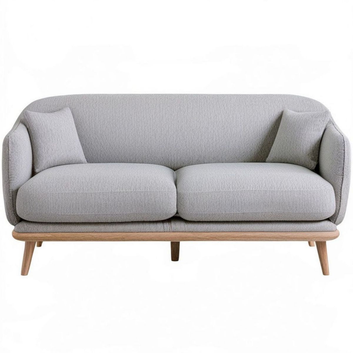 2-Sitzer-Sofa 170 x 82 x 78 cm Hellgrau mit Bouclé-Bezug und Massivholzfüssen