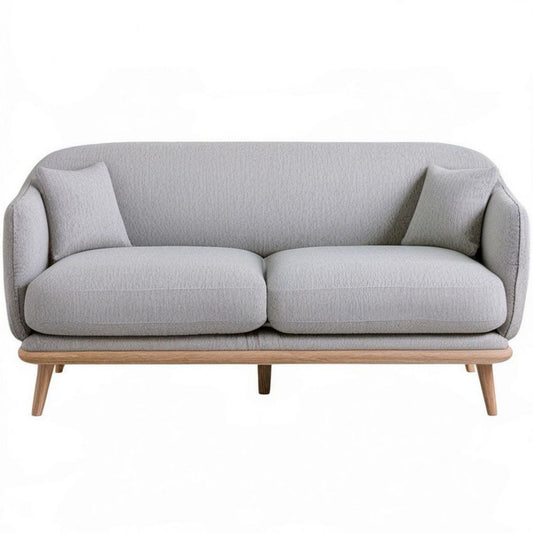 2-Sitzer-Sofa 170 x 82 x 78 cm Hellgrau mit Bouclé-Bezug und Massivholzfüssen