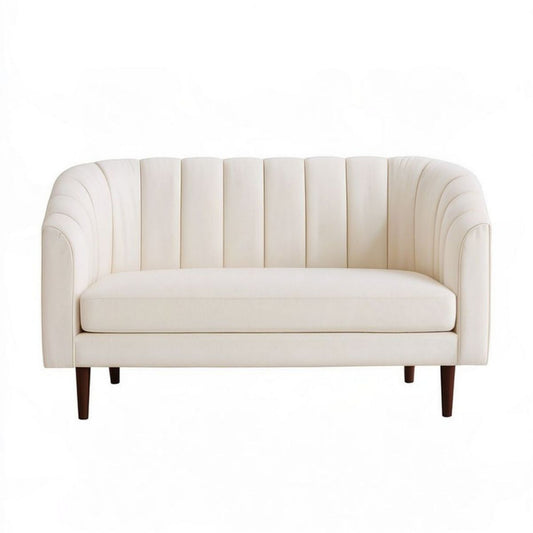 2-Sitzer Sofa in Cremeweiss mit vertikaler Steppung, 150 x 80 x 78 cm