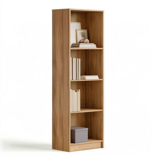 Bücherregal mit 5 offenen Fächern, Eiche Natur, 40 x 30 x 180 cm