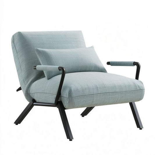 Verstellbarer Loungesessel mit Armlehnen und Rückenkissen, Hellblau/Schwarz, 75 x 85 x 95 cm