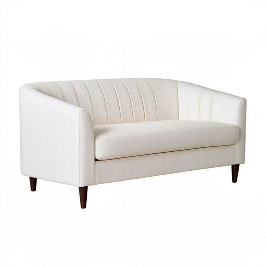 2-Sitzer Sofa Cremeweiss 130 x 75 x 78 cm mit Polyesterbezug und Massivholzfüssen