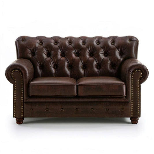 Chesterfield 2-Sitzer Sofa aus PU-Kunstleder, Dunkelbraun, 170 x 90 x 78 cm