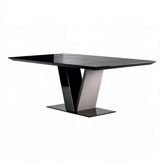 Rechteckiger Esstisch 160 x 90 x 75 cm Schwarz/Grau mit Sicherheitsglas und MDF