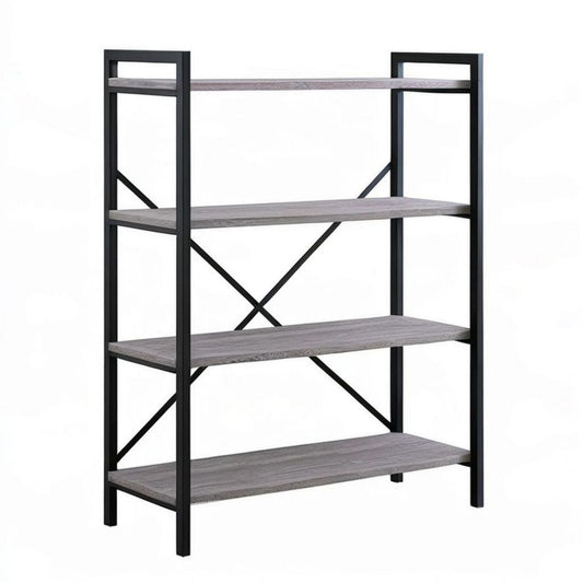 Freistehendes 4-Ebenen-Regal 120 x 40 x 160 cm Grau/Schwarz