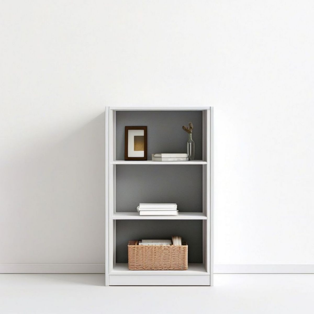 Standregal mit 3 offenen Fächern, 60 x 30 x 120 cm, Weiss/Grau, MDF