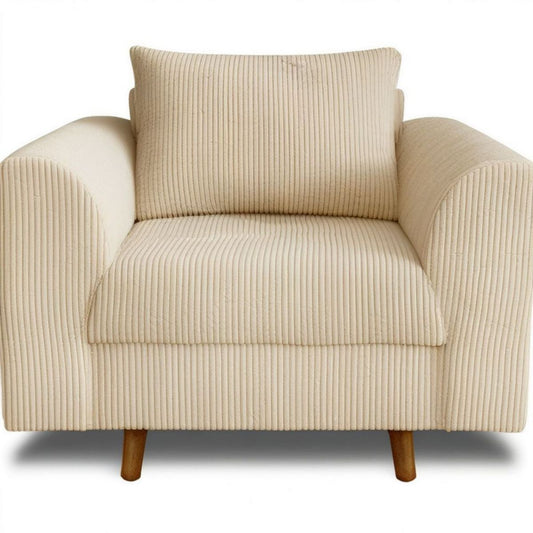 Loungesessel aus Cordstoff in Creme, 90 x 80 x 85 cm